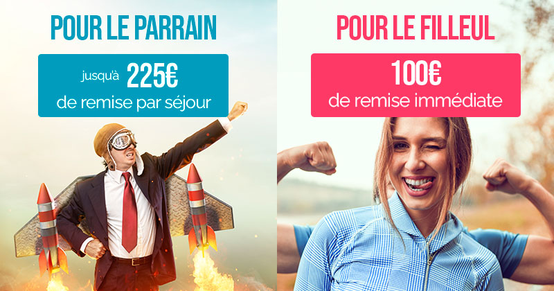 Offre de parrainage Azureva avec jusqu’à 225€ de remise pour le parrain et 100€ pour le filleul